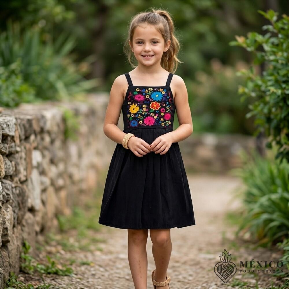 Mexican tunic hand embroidered dress  Size 6-8  see measurements